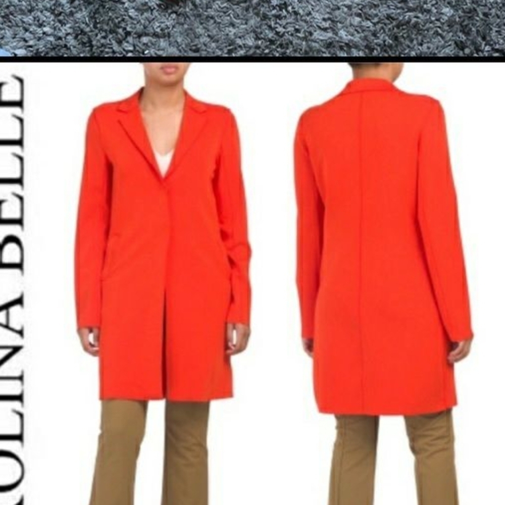 Carolina Belle Orange Blazer with Notched Lapel